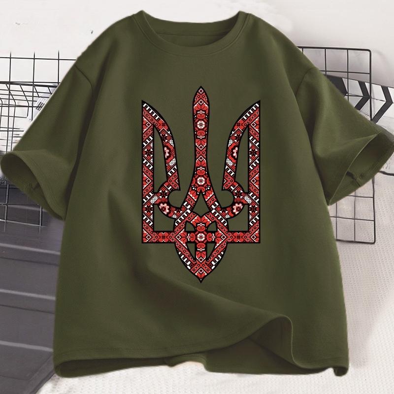 Ukraine Emblem Coat of Arms Tryzub T Shirt Unisex Women Harajuku Cotton Short Sleeve Tshirt Ukrainian T Shirts Unisex Clothes Tops