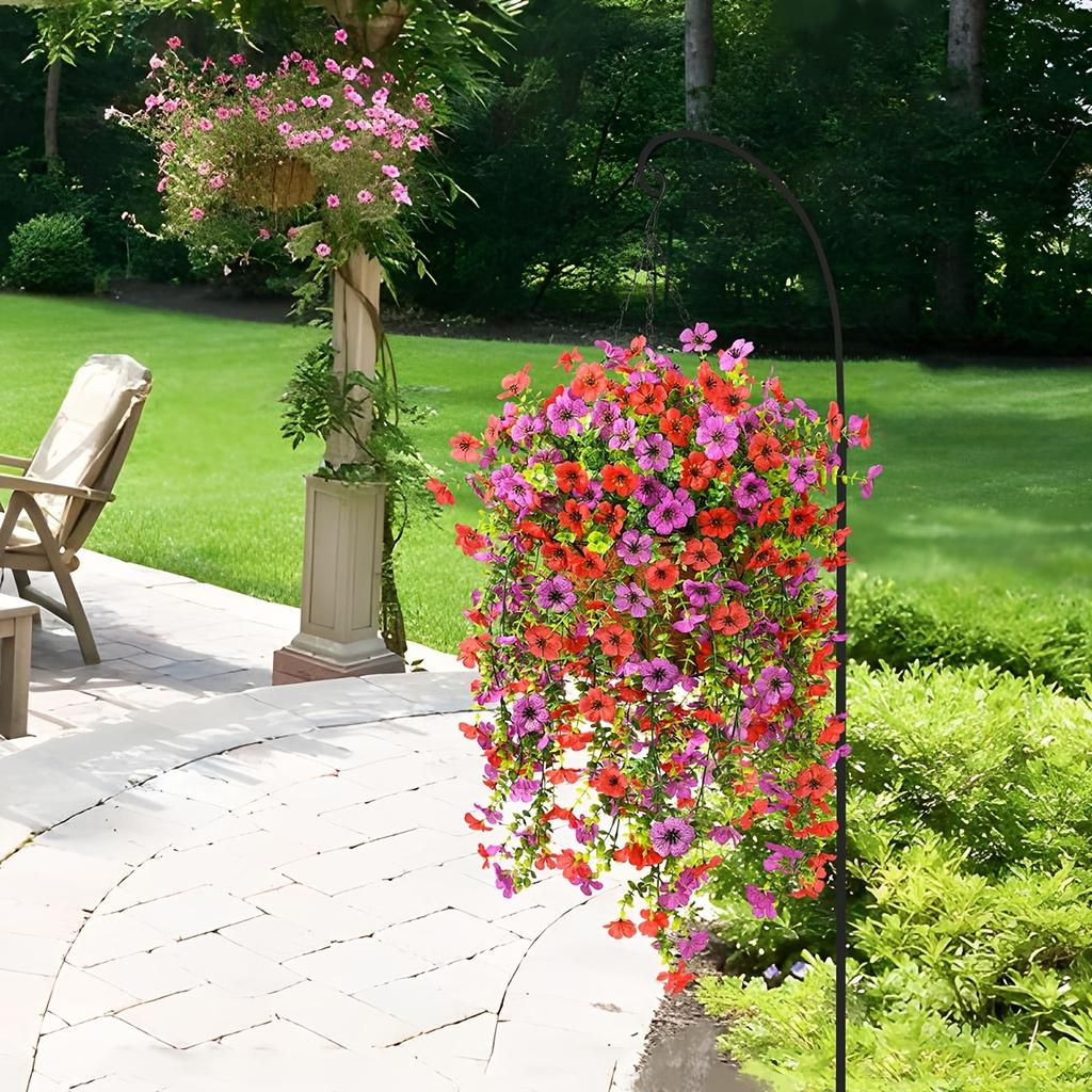 2pcs Hanging Artificial Flowers Plants -Outdoors Spring Summer Decoration, Faux Hanging Flowers Garden Porch Window Home Decor