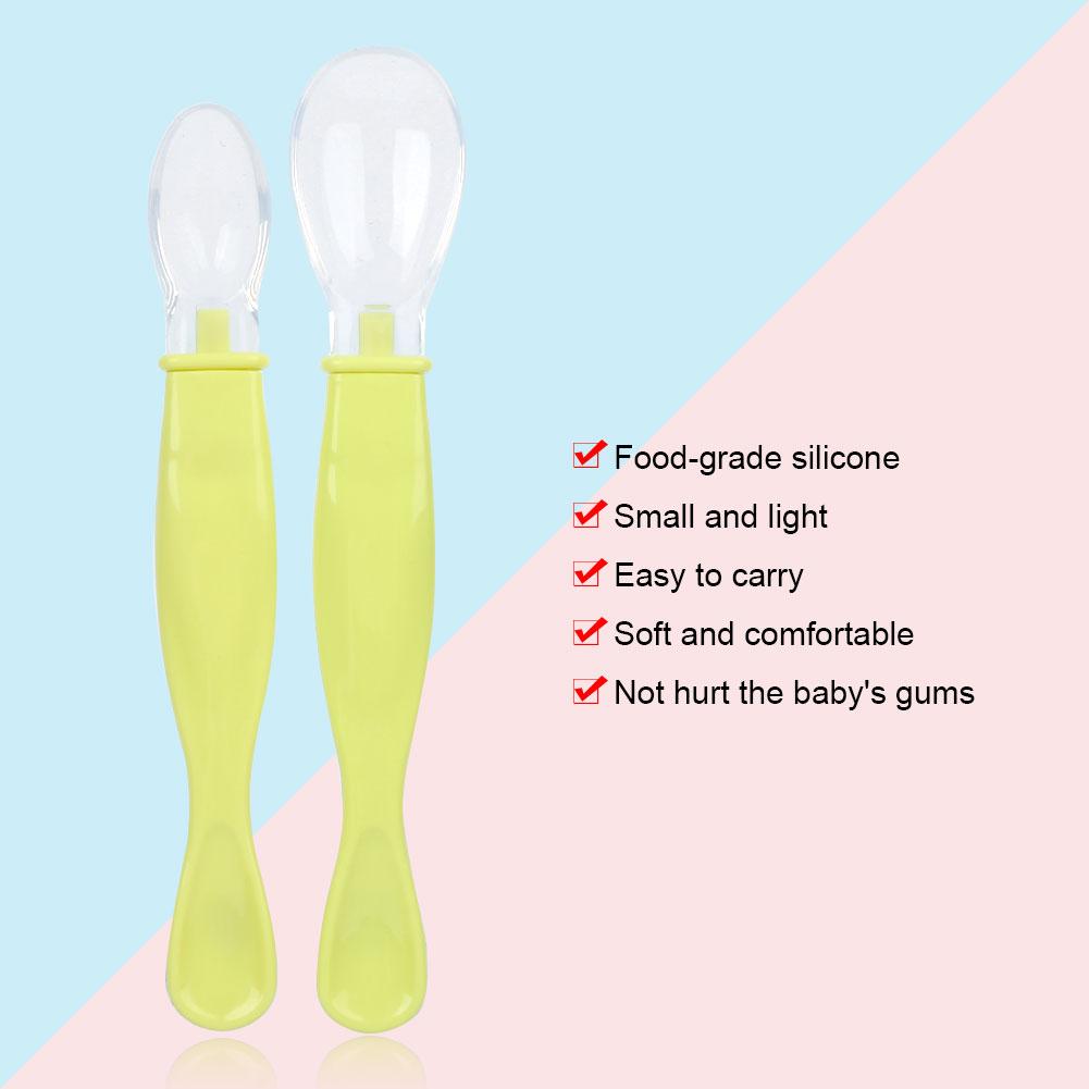 2pcs Baby Spoons Food Grade Silicone Spoons with Soft Tips Infant Feeding  Spoon Baby Utensils