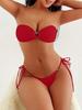 New solid color strap bikini leaking back sexy tube top women's split swimsuit explosion