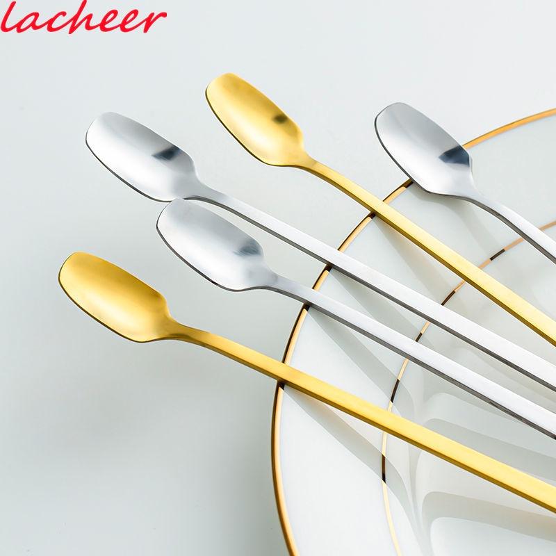 14.5cm stainless steel long handled beverage mixing spoon