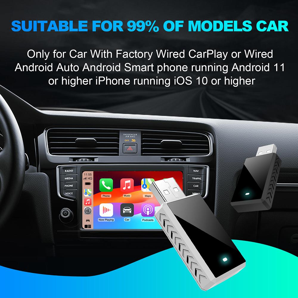 LEXXSON 2 In 1 Mini Carplay Wireless Adapter Seamless Integration Android Auto For Apple USB Type-C Dongle In Universal Car