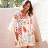 Women's Comfortable Simple Flared Sleeve National Wind Loose Shirt Short Dress