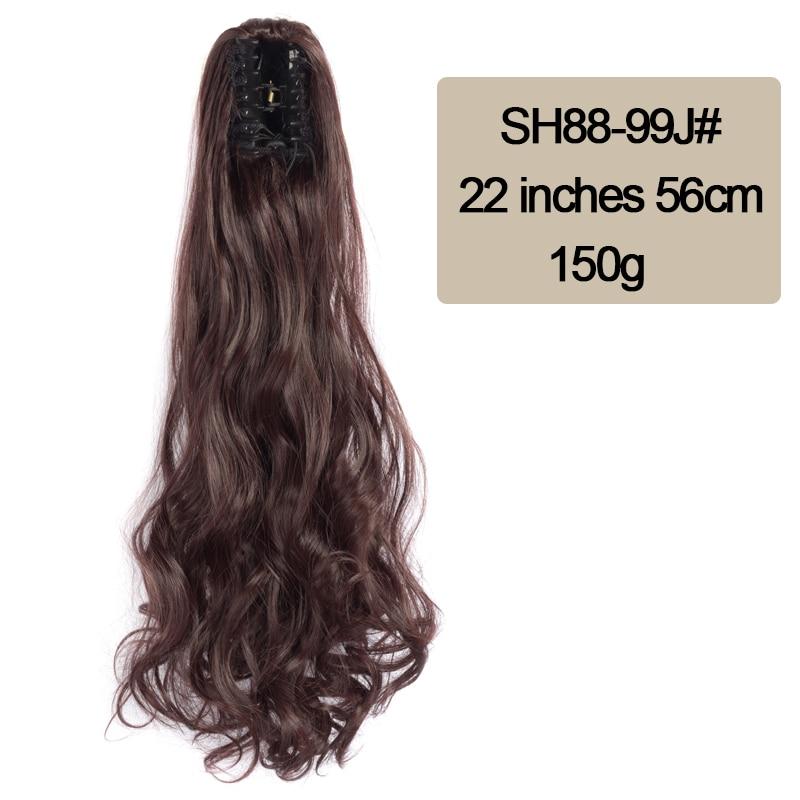 MISSQUEEN Kunstfaser-Wellen-Pferdeschwanz für Damen zum Aufstecken, verlängerter langer Pferdeschwanz, natürliche lockige Haarverlängerung, Schwarzbraun, 22 Zoll