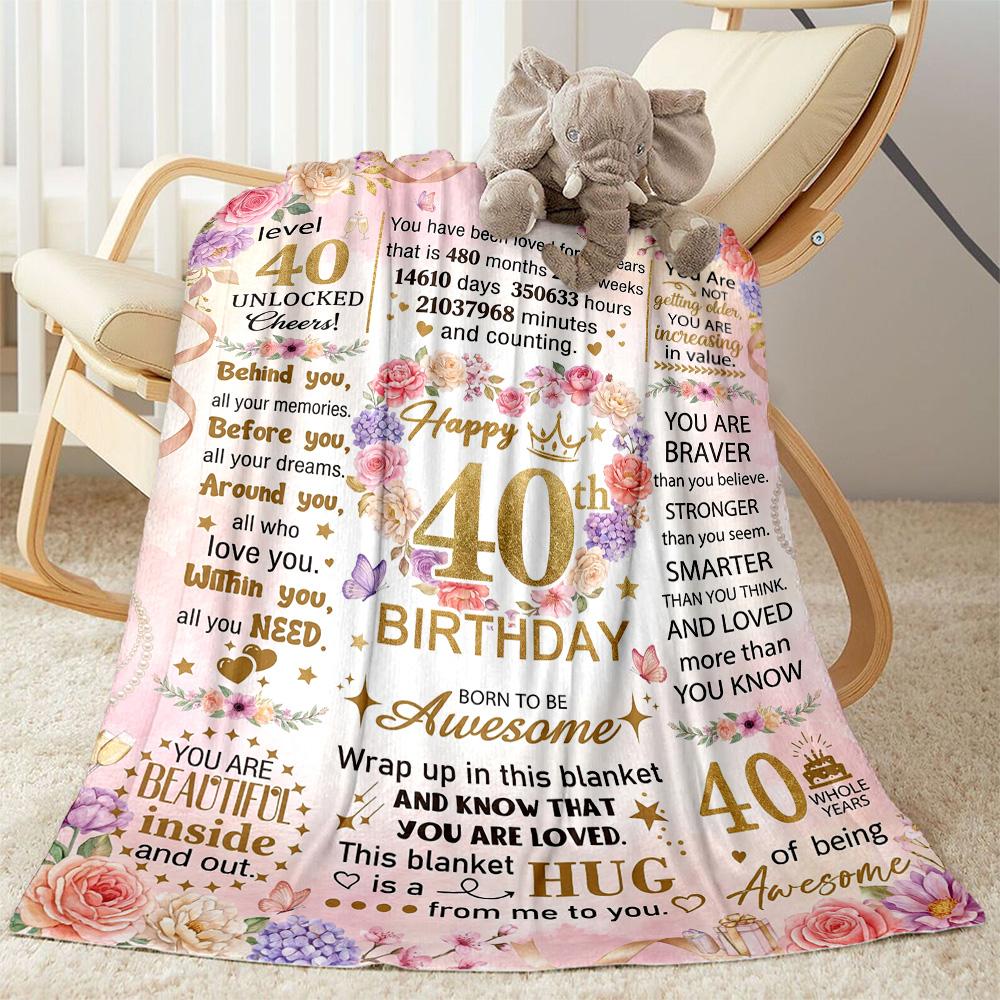 40th Birthday Celebration Quotes Blanket Warmthful Decor Great for Picnics Bed Office All-Season Use Warmthful Decor