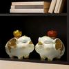Aris & Juno A Pair of Lucky Pig Figurine - Resin Fortune Pig Statues with Golden Accents for Home Decor & Good Luck