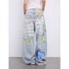 Men's Spring Retro Graffiti Print Wide-Leg Jeans: Casual, Cool, Loose-Fit