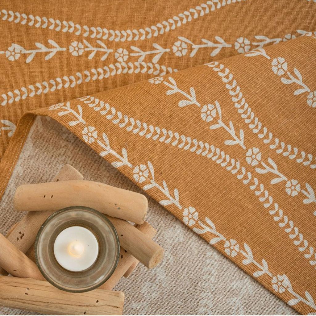 Tablecloth Orange Flower Print Pastoral Cotton and Linen Tablecloth Table Cloth Wholesale Household Cover Towel