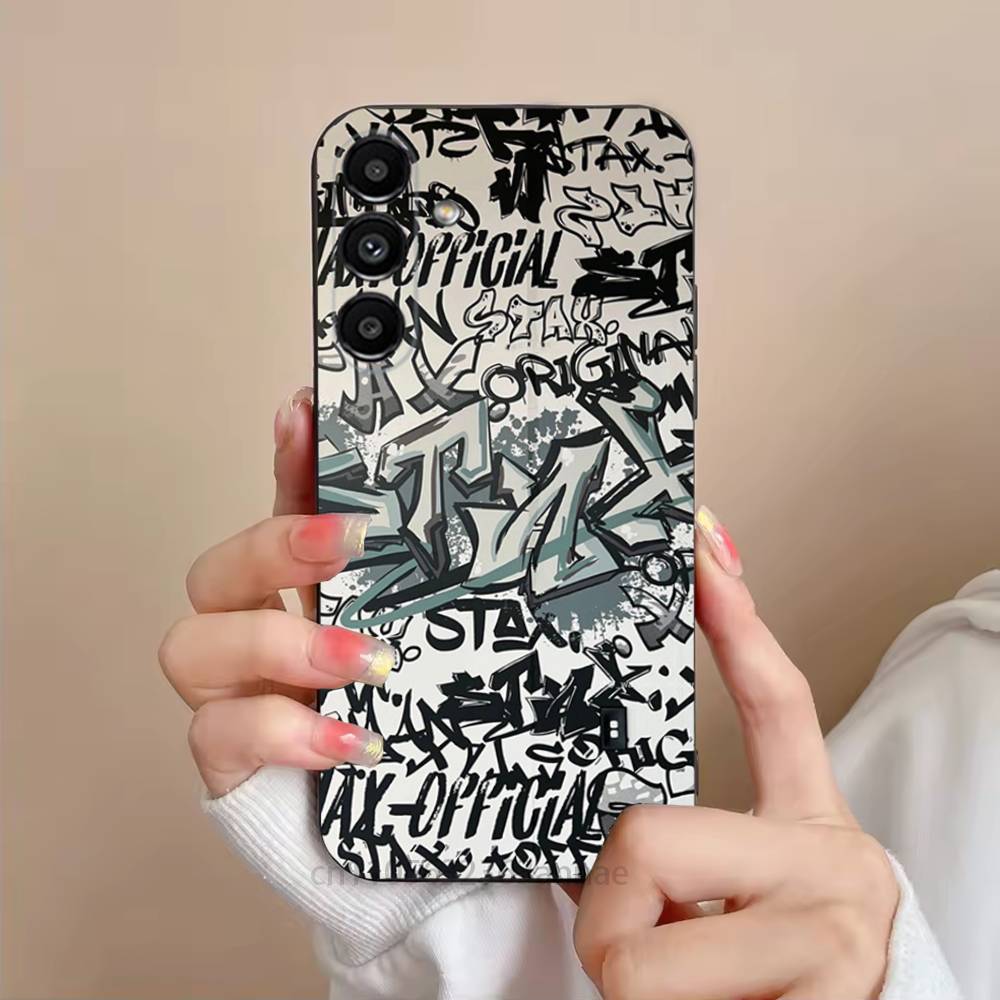

Graffiti Phone Case For Samsung S25,24,23,22,21,S20,Ultra,Plus,FE Black Soft Cover SamsungS30Plus