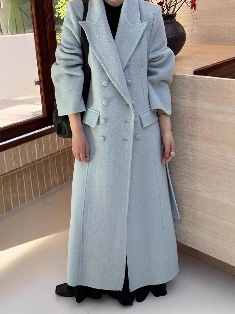 2025 Winter Hepburn Stil Wollmantel: Doppelseitig, zweireihig, hochwertige Damenoberbekleidung