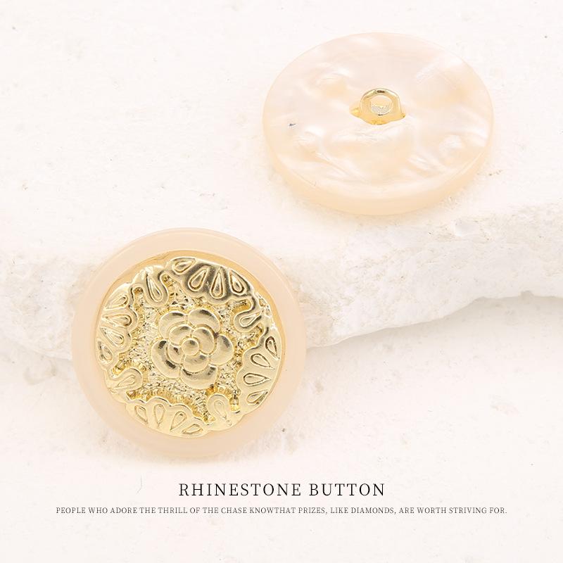 

5pcs Metal Resin Combination Button Coat Trench Coat Gold Button Sweater Jacket Cardigan Small Fragrant Style Silver Button 17mm3 #gold