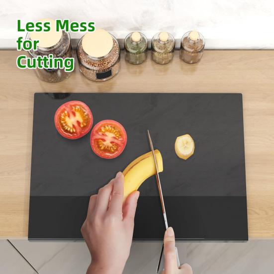 Acrylic Cutting Board with Counter Lip 16x12 Inch Non-Slip Clear Kitchen Chopping Boards for Countertop Protector Apartment Essentials