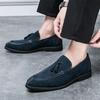 New Britain Fashion Men's Pointed Bule Purple Tassels Slip On Casual Shoes Loafers Formal Wedding Dress Footwear Zapatos Hombre
