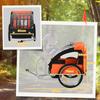 Children's Bike Trailer with 2 Seats, 2 Safety Belts, Steel Frame and Orange Oxford Fabric Cover