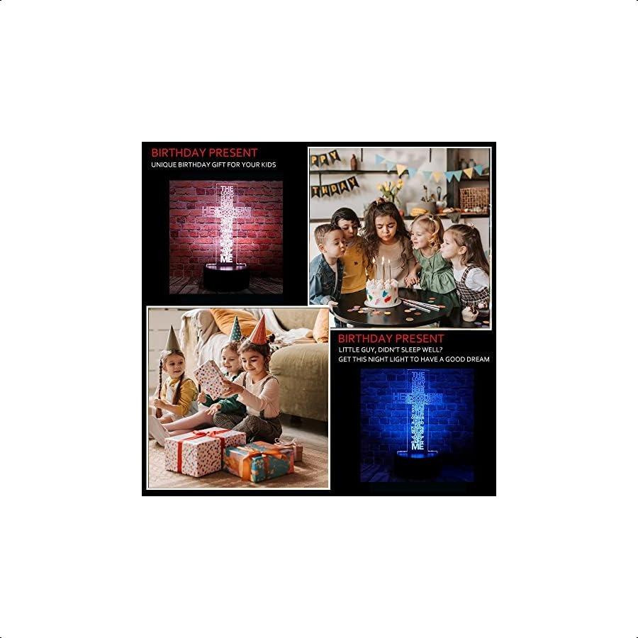 

Хрест Ісуса Христа 3D LED Оптична ілюзія Нічник для сну з пультом 7 кольорів Декор спальні Настільна лампа День народження Різдво Великдень United States