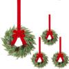 Christmas Kitchen Cabinet Wreaths With Plaid Bow Ribbon Hanging Cabinet Doors Wreaths Decorative For Kitchen Window Outdoor Indoor Holiday Decor