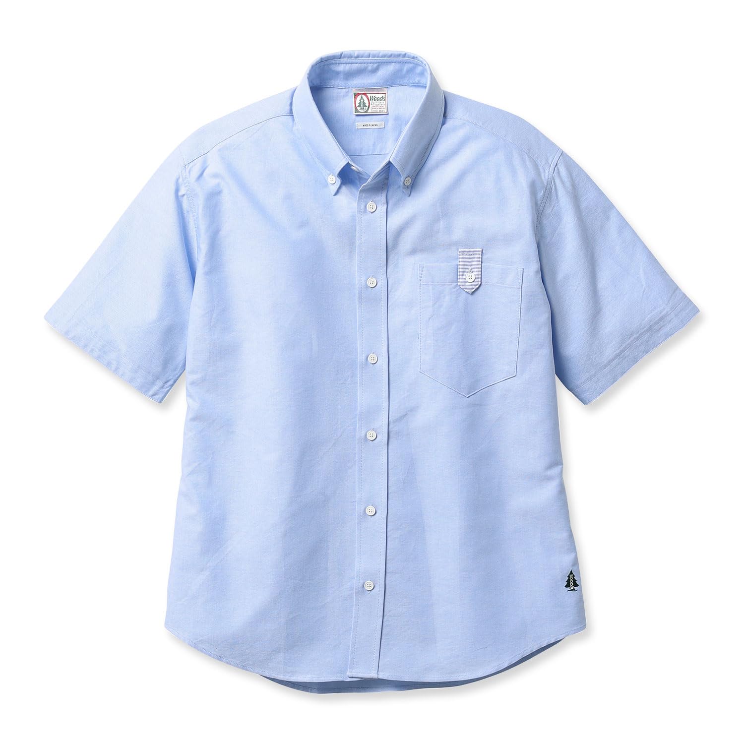 

Оксфордская рубашка для мужчин [WOODS] Сделано в Японии, с коротким рукавом (Л, саксофон)