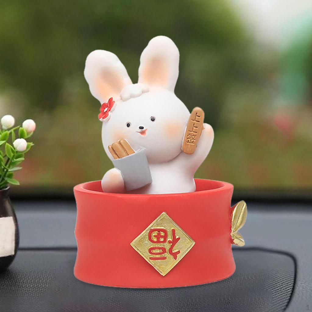 Chinese Statue Figurines Home Decoration Table Centerpieces Shaking Bunny Sculpture for Desktop,