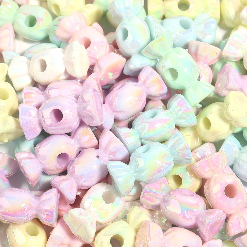 10pcs 29x12mm Candy Shape Acrylic Beads Colorful Sweets Loose Bead For Jewelry Making DIY Bracelet Necklace Keychain Accessories