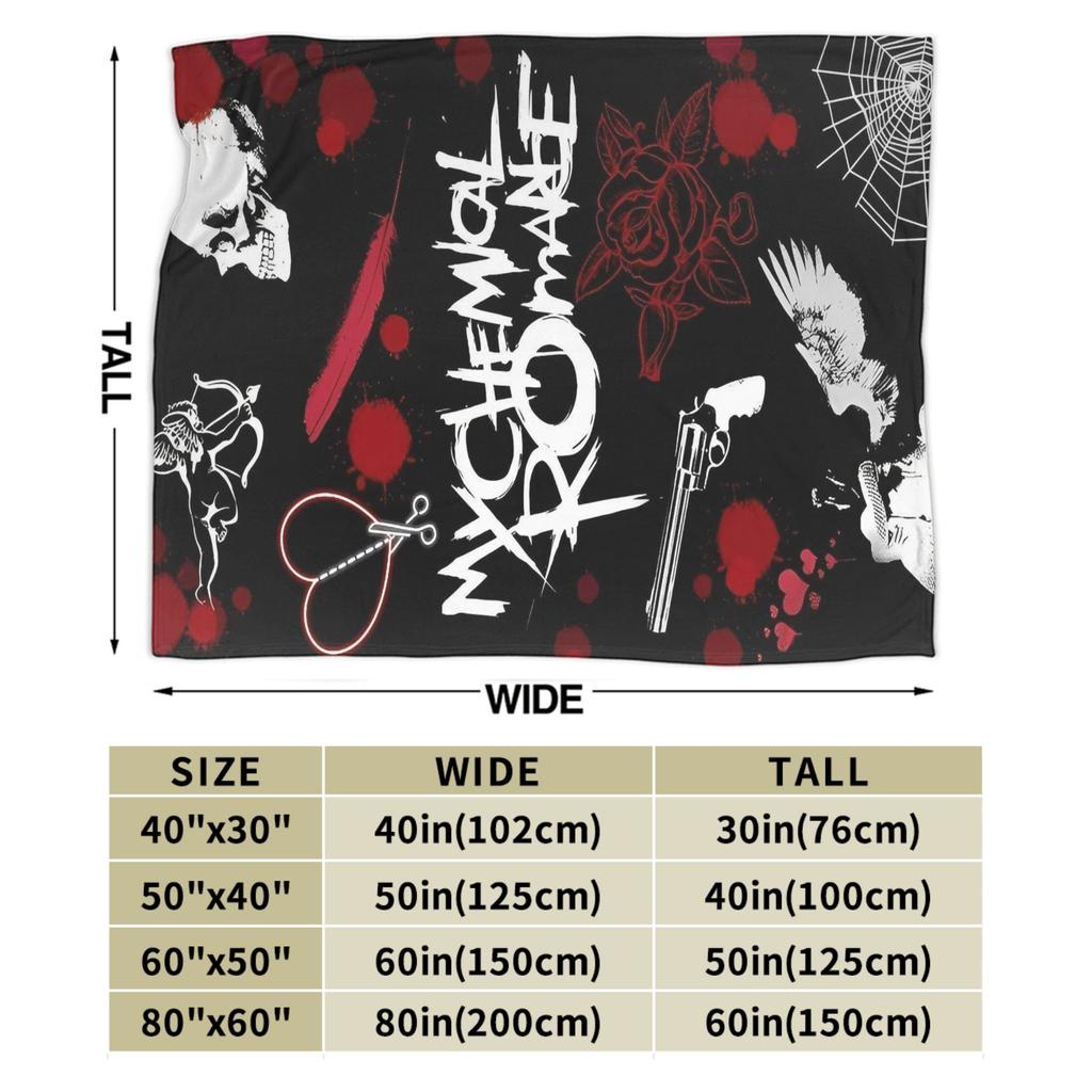 My Chemical Romance Zespół Muzyczny Kocy Punk Rock Flanelowy Nowość Oddychający Koc do Rzucania na Krzesło Pokrycie Sofy Dekoracja Tekstylna