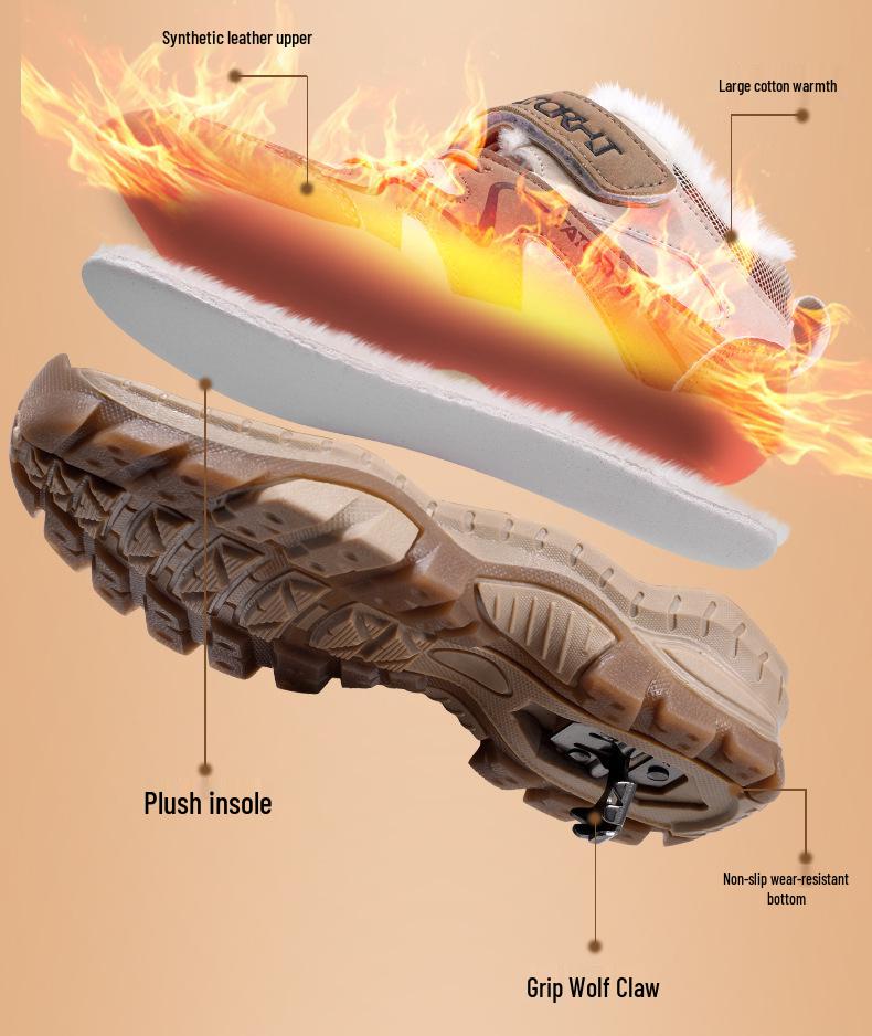2025 Nepromokavé protiskluzové zimní kožené turistické boty pro chlapce - Teplá, odolná obuv do přírody