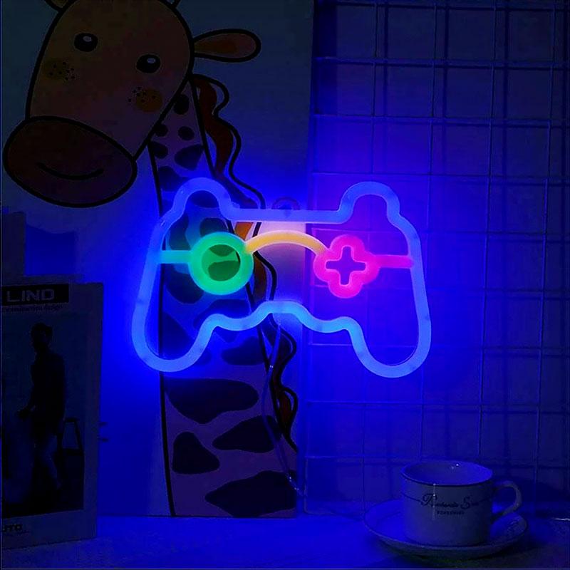 Gamepad Neon Schild LED Nachtlicht, USB/Batteriebetrieben Atmosphärenbeleuchtung, für Geburtstag, Wohnzimmer, Garten, E-Sports Raum, Deko