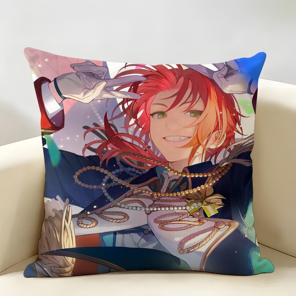 EEnsemble Stars Anime Cushion Cover Natural Linen Organic Fabric DoubleSided Printing Room Sofa Decor Pillow Case