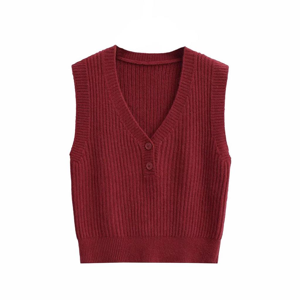 2024 Winter Women’s European & American Style Fashion Sleeveless Two-Tone Versatile Vest