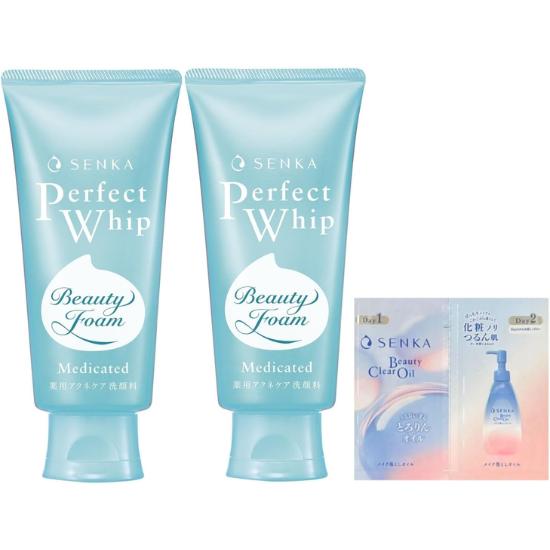 

SENKA Perfect Whip Acne Care Facial Cleanser, 120g x 2 + Bonus Item. Moisturizing Foam for Acne, Rough Skin.