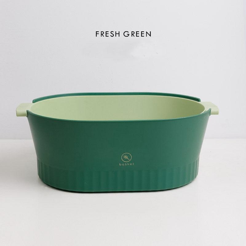 Large Thickened Removable Fruit Vegetable Washing Basin Household Double-Layer Cleaning Plastic Drain Storage Basket For Kitchen