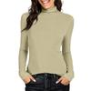 Women's Fashionable Casual Long-Sleeved Knit Top, High-Neck Solid Color, Semi-High Neck,Slim Fit, Stretchy Top.