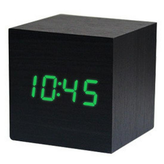Smart Wooden Digital Alarm Clock with Night Light - Multi-functional Square Wall Clock for Students