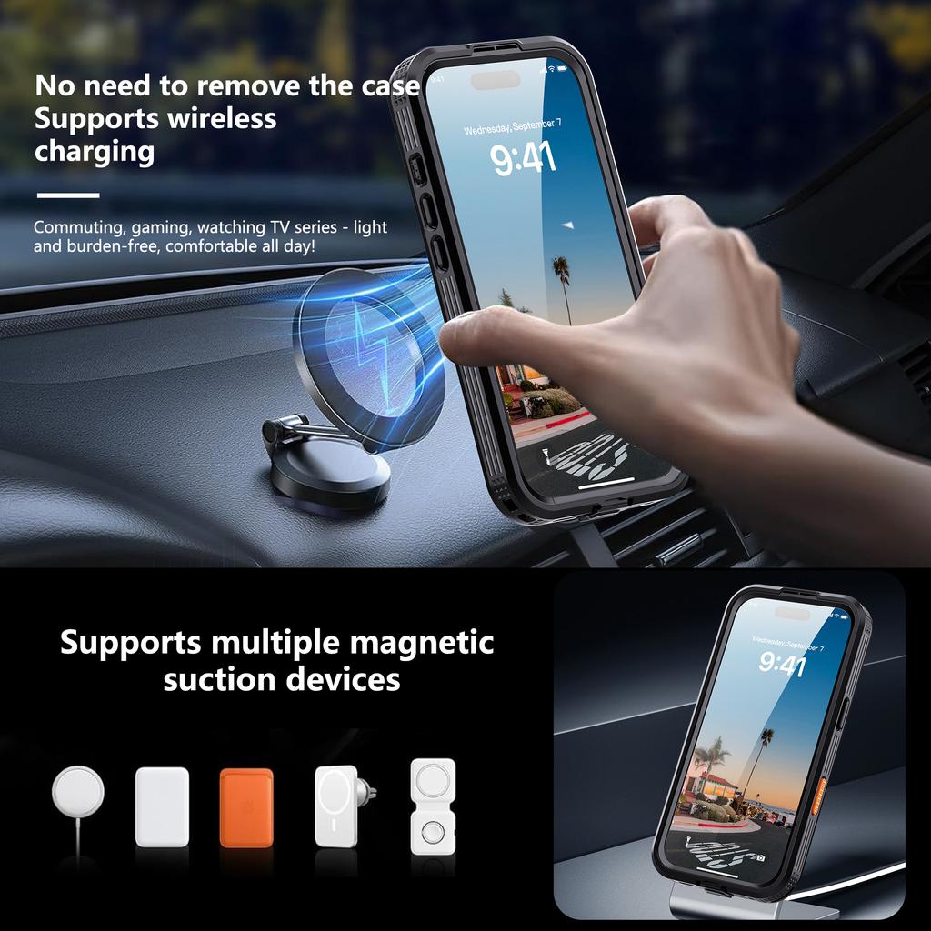 REDPEPPER For iPhone 17 IP68 Waterproof Case Clear Back Phone Cover Compatible with MagSafe