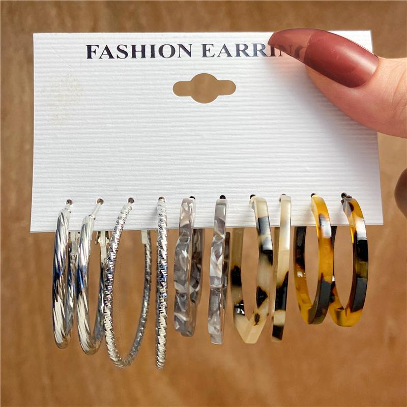 Set di Orecchini di Perle Geometria Cuore Leopardo Per Donne Ragazze Set di Orecchini Pendenti a Cerchio Goccia Metallo Acrilico Quadrato Rotondo Gioielli da Festa