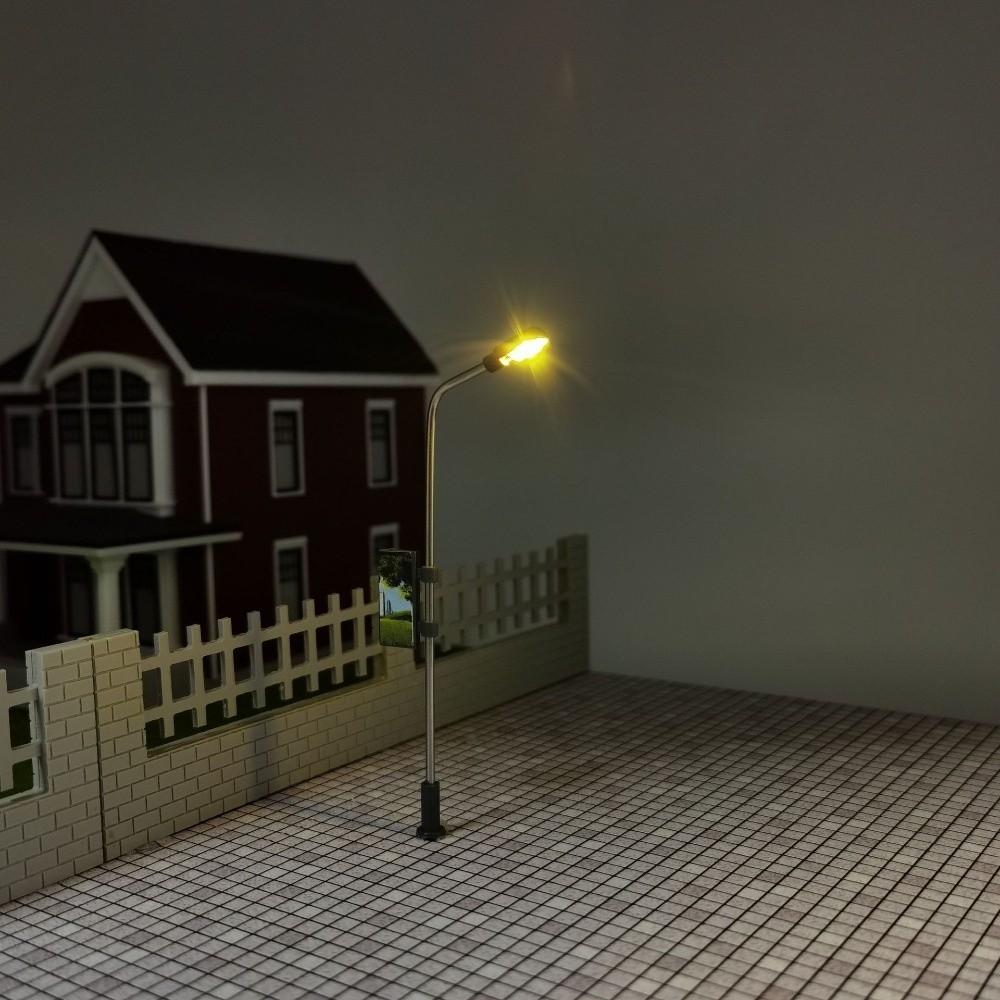 5pcs 1:100/150/200 Miniature Street Lamp Model Stainless Steel Model Making Led Light