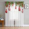 Farmhouse Christmas Ball Curtain Living Room Cafe Xmas Gifts Balls Window Curtains Kitchen Bedroom Outdoor Yard Sheer Polyester Ideal For