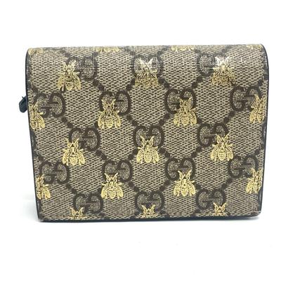 Gucci 508057 GG BEE BEE Kompakt pung Foldbar pung GG Supreme Lærred Beige