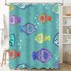 Colorful Fish Shower Curtain Blue Green Tones, Patterned Bathroom Liner for Home Decor Waterproof Fabric (72 X 72 Inches)