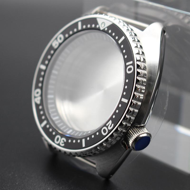 45mm Diving Watch Case 316L Stainless Steel For Turtle Abalone Seiko NH35 NH36 NH38 NH34 Movement 28.5mm Dial Sapphire 120clicks