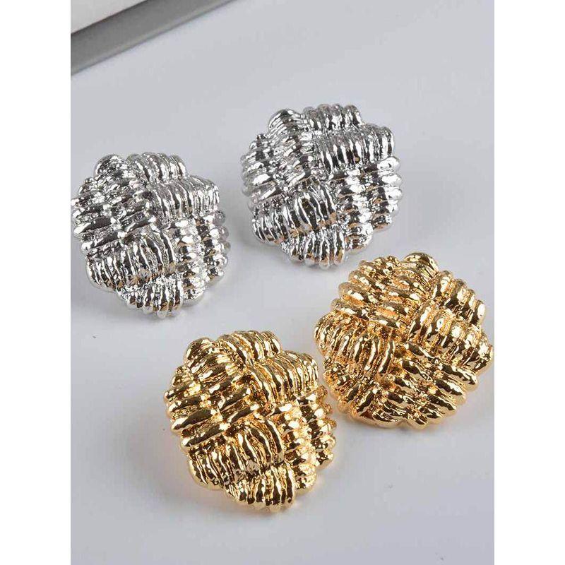 Fashion Exaggerated Fashionable Refined Rose Yang Shulin Middle Ancient Stylish Heavy Industry Texture Lava Texture Earring Ear Clip Female