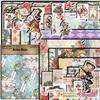 Retro Alice Tea Party Paper Set: 8 Sheets & 30 Stickers with European and American Character Rhombus Patterns