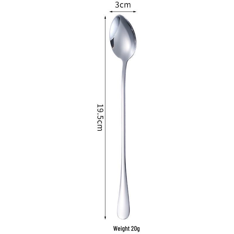 304 Stainless Steel Long-Handle Double-Ended Cocktail Stirring Spoon & Fork