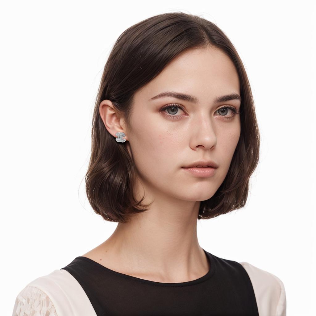 Chanel Orecchini Classici in Metallo con Diamanti Doppia C Donna Orecchini Argento A88429S