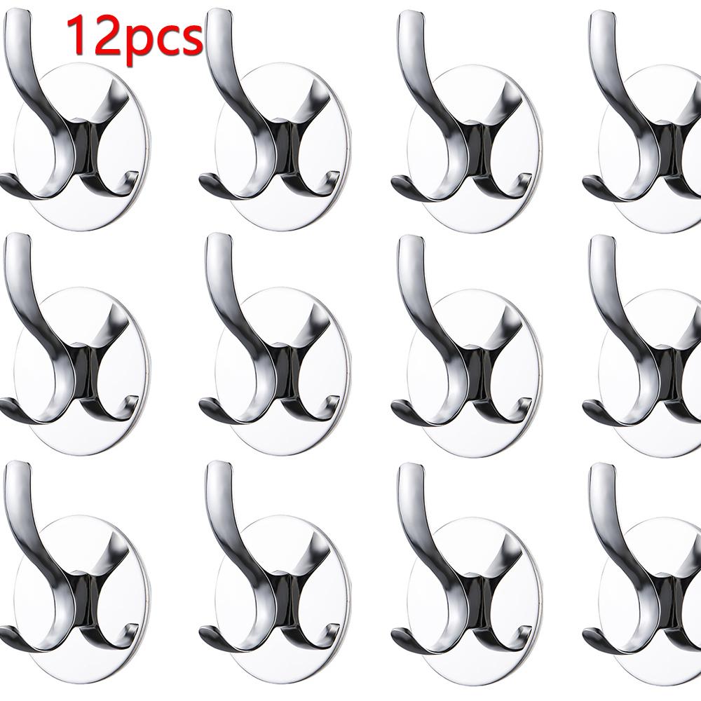 8/4pcs Adhesive Hooks Wall Mount Waterproof Stainless Steel Hooks for Hanging Coat, Hat,Towel Robe Hook Rack for Bedroom Kitchen