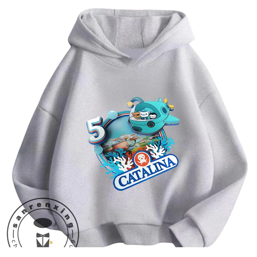 Daily Essential Hoodie Octonauts Trendy Cartoon Print Warm Outdoor Wear Children 3 To 14 Years Old All Season Outfits