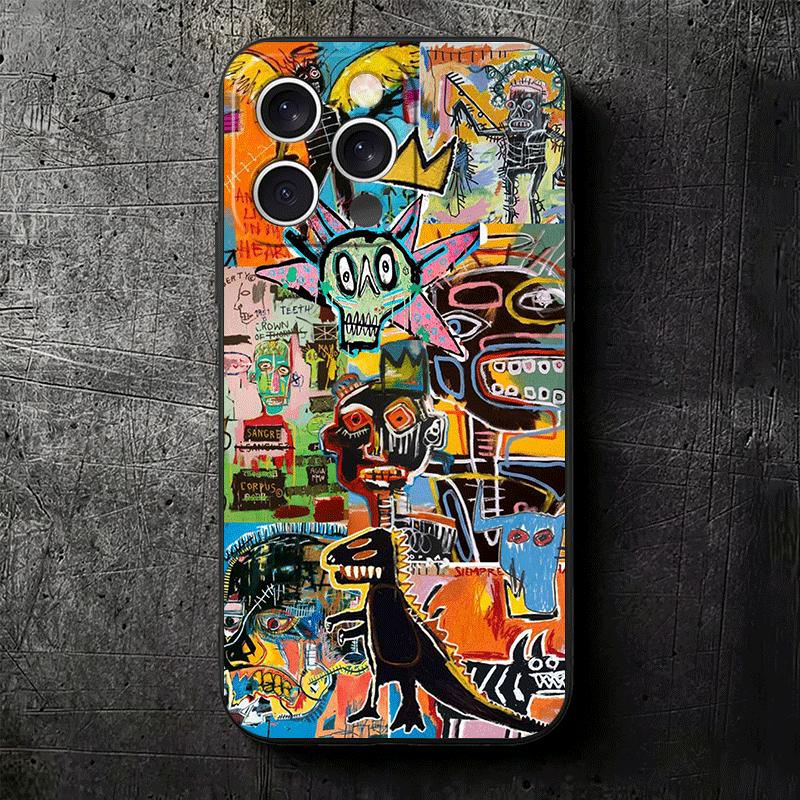 Graffiti Fashion Art Soft Phone Case for iPhone 16 16E 17 Air 15 Pro Max 14 Plus 13 Mini 11 12 7 Black Cover Back Shell