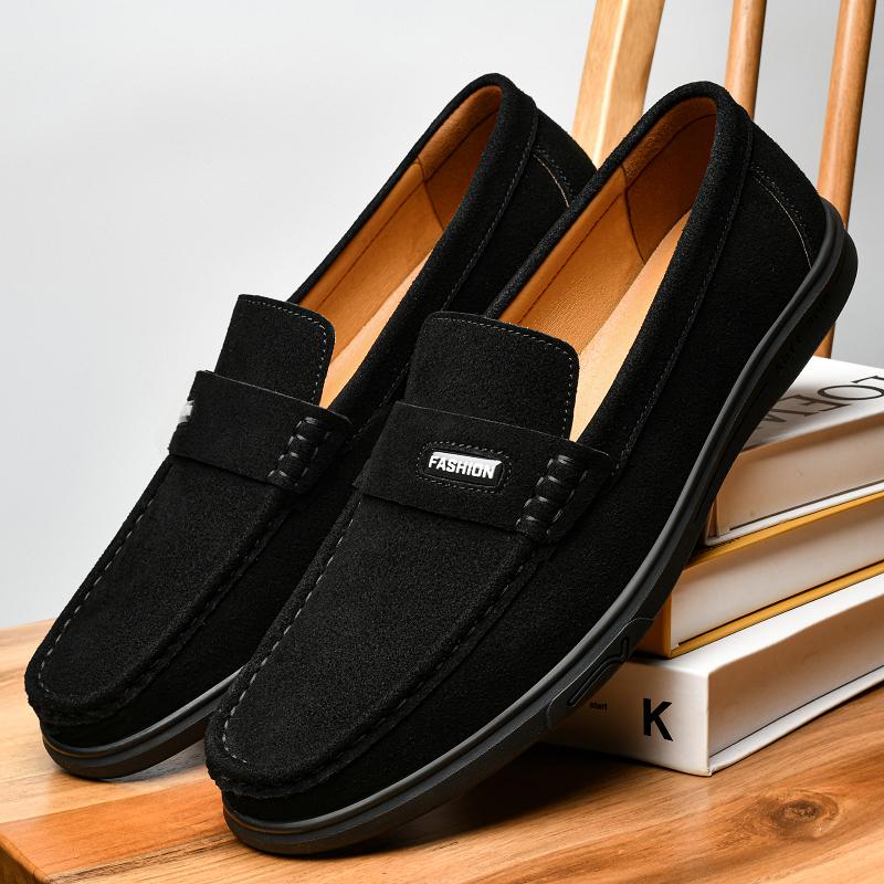 Breathable Soft Slip-On Shoes for Walking New Comfortable Casual Shoes Durable Rubber Sole Flats  Classic Men's Leather Loafers