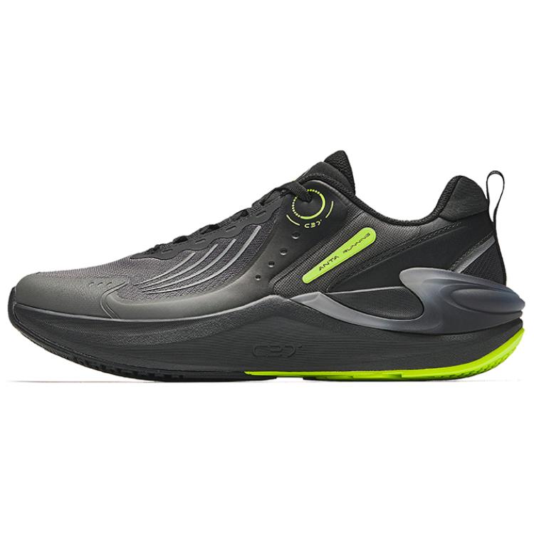 ANTA Men Cushioning Running Shoes Black Grey Fluorescent Green 912435538-5 42.5