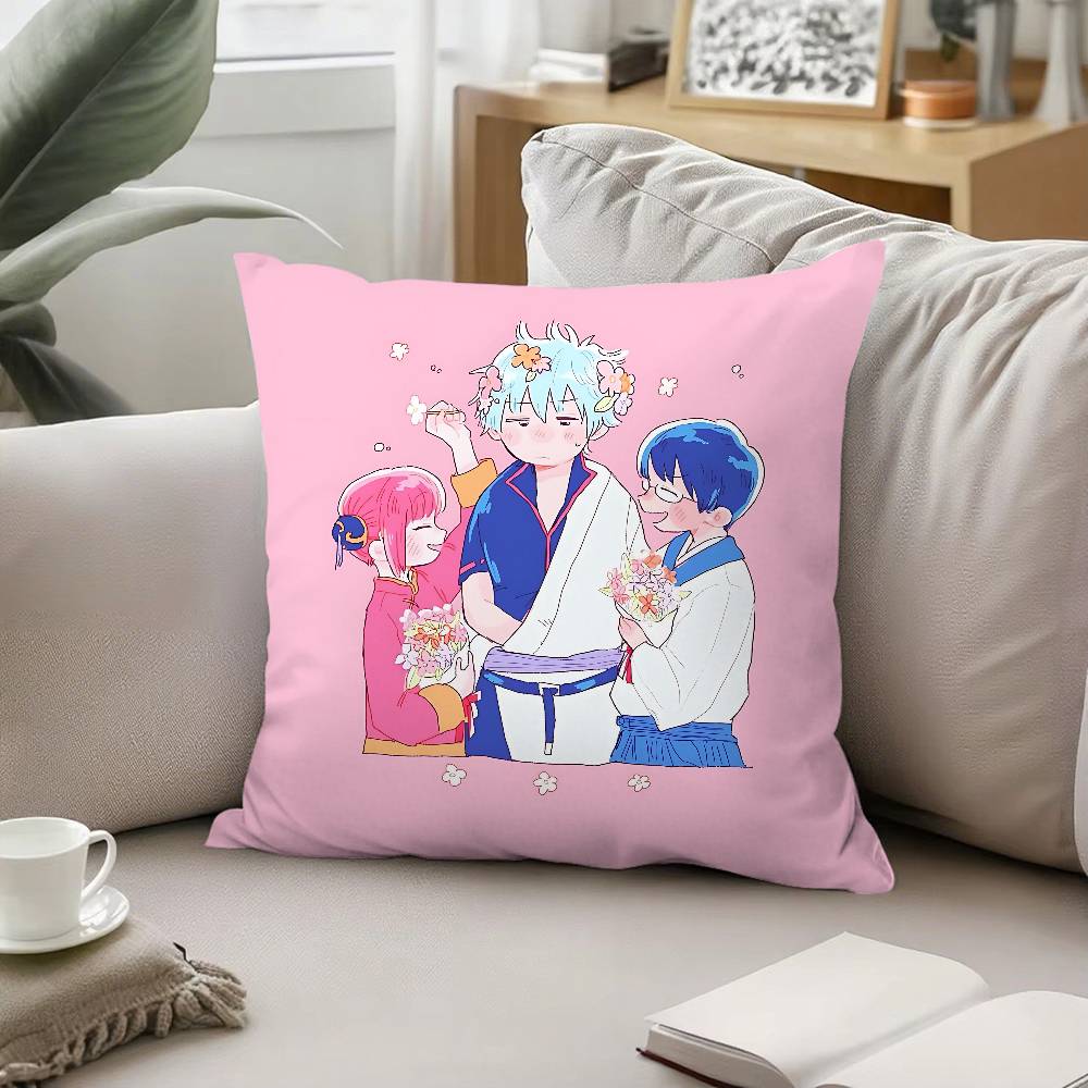 Anime GGintama Pillow Case Pattern Printed Pillowcase For Living Room Sofa Cushion Cover Bedroom Decor