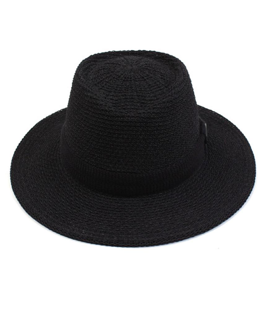 Yunibeosyeolkemiseuteuli Black Long Knit Fedora Summer Fedora